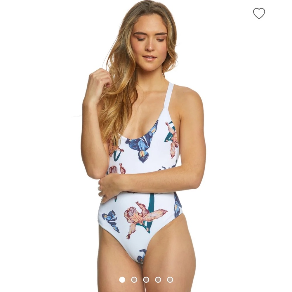 Tavik White One-Piece Swimsuit with Blue and Pink Floral Print